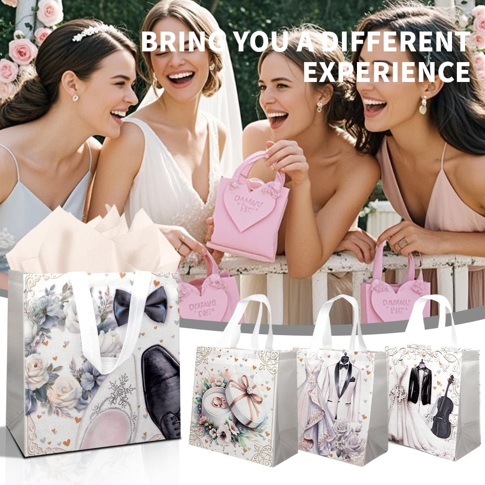 20/40pcs Elegant Wedding Gift Bags, Wedding Dress & Tuxedo Theme Favor Bags for Bridal Shower Party
