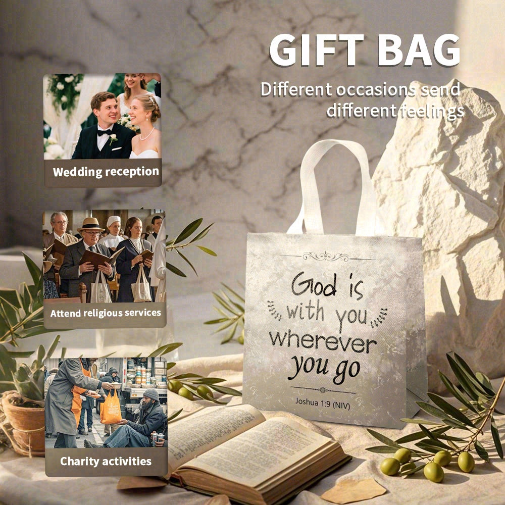 18/36pcs Christian Gift Bags with Bible Verses, Non Woven Tote Bags for Church, Bible Study, Baptism Party Favors