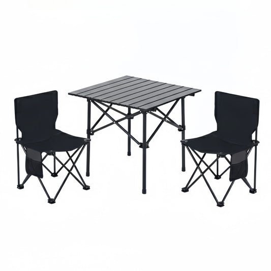 3 Piece Portable Folding Picnic Table with 2 Chairs,Camping Table and Chairs Set,for Backyard Beach Tailgate, Lightweight Outdoor Furniture