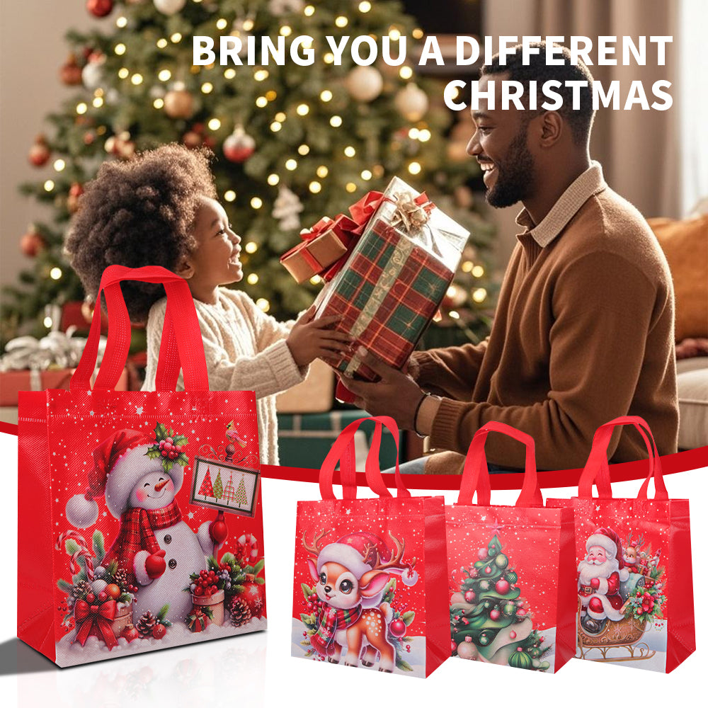 20pcs Christmas Holiday Gift Bags, Red Christmas Element Printed Tote Bags, Holiday Gift-Giving Bags, Large-Capacity Waterproof Shopping Bags, Gift Wrapping Bags – An Excellent Choice for Christmas, Valentine's Day and New Year's Eve