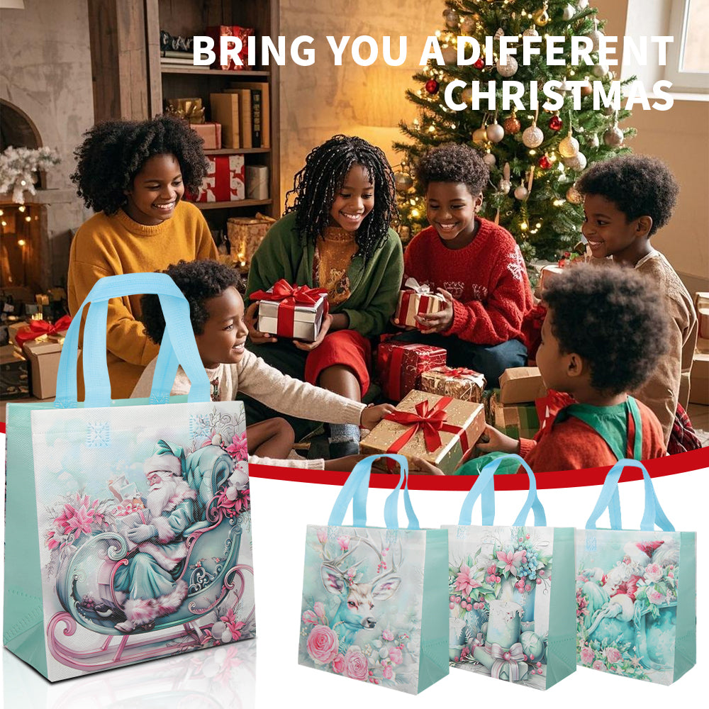 40pcs of preferred gift packaging bags for the Christmas season, elk and floral themed gift bags with soft color matching, reusable gift bags for Christmas parties.