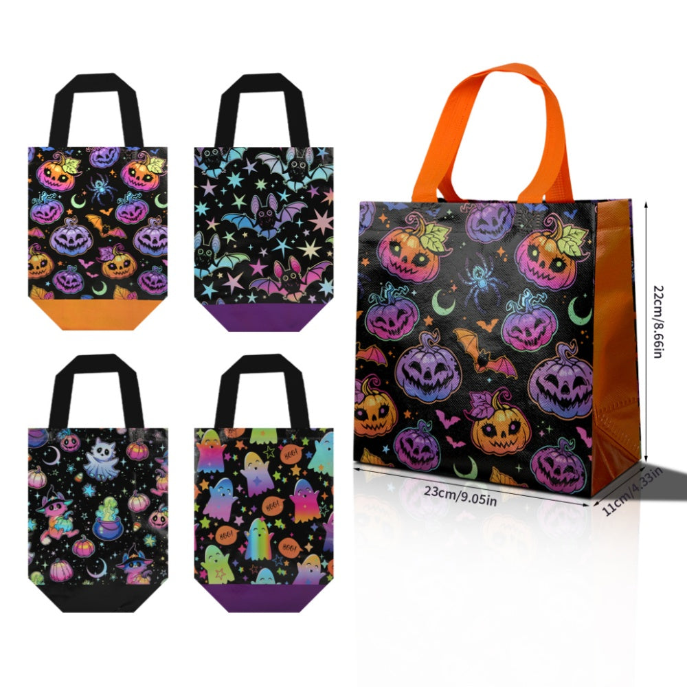 16/32pcs Halloween Party Favor Bags, Reusable Trick or Treat Tote Bags for Kids, Assorted Pumpkin Ghost Bat Designs
