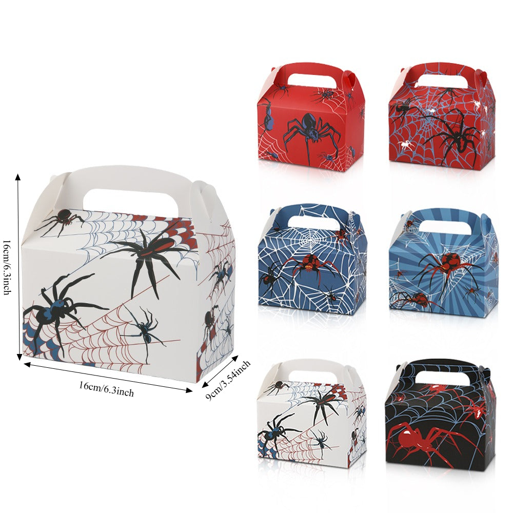 16/32pcs Halloween Spider Candy Boxes, Paper Gift Boxes for Kids' Parties, Halloween Gift Packaging Boxes with Handles