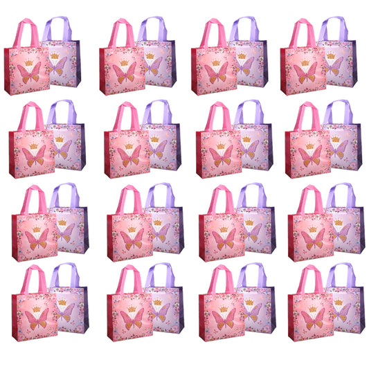 24/48 Pcs Spring Butterfly Themed Gift Bags, Reusable Tote Bags, Perfect for Birthday Parties, Weddings, Baby Showers, Mother’s Day and Valentine’s Day