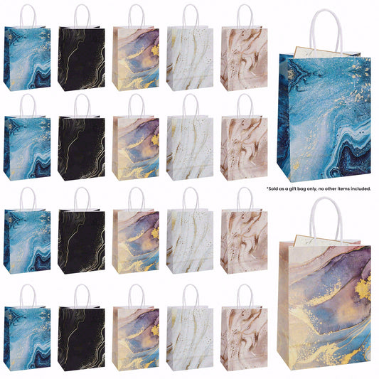 20/40pcs Marble Gift Bags,Luxury Marble Party Favor Bags for Wedding Bridal Shower Birthday Holiday, Blue Black Pink Gold Design,
