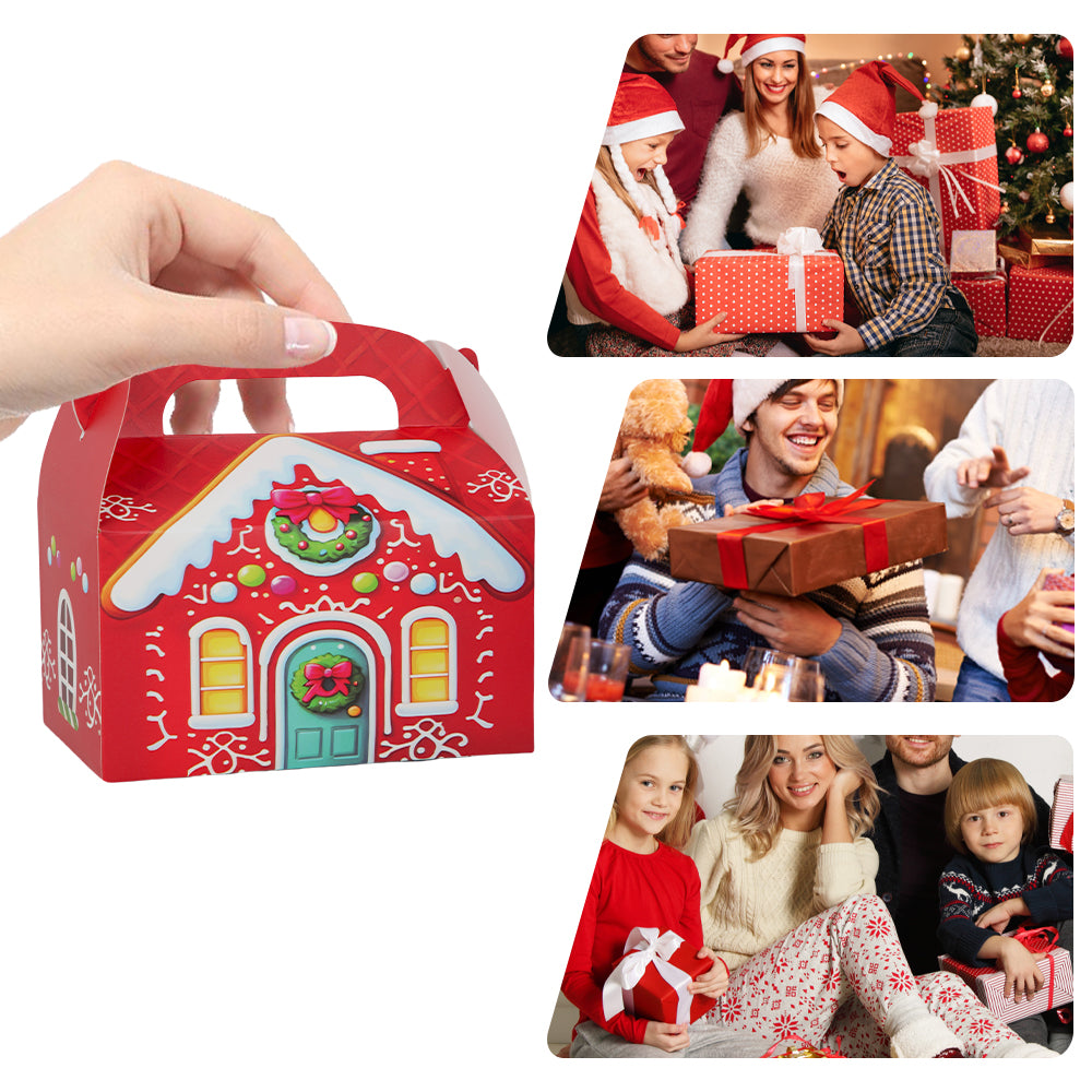 16/32pcs Christmas Gingerbread House Gift Box,Holiday Party Favor Boxes for Candy, Cookies,Christmas Gift Packaging