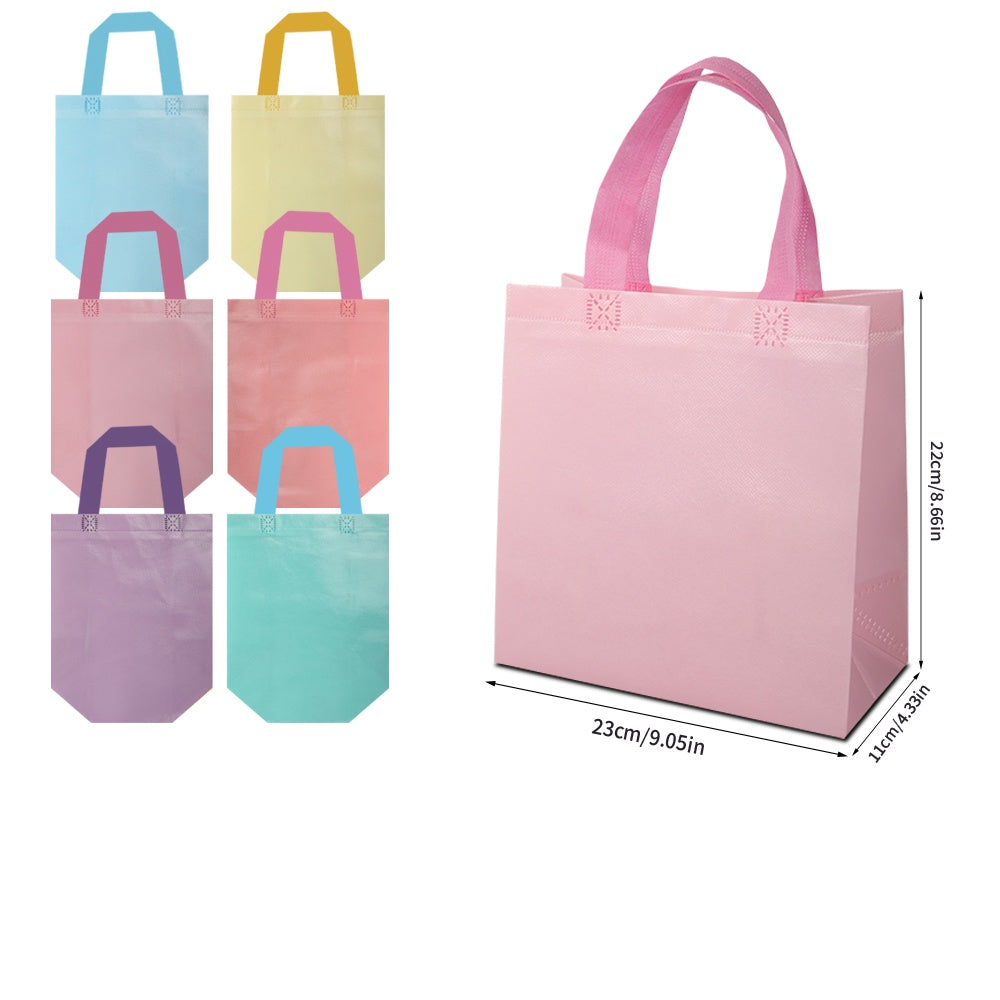 18/36pcs Macaron Gift Bags, Reusable Non-Woven Fabric, Easter Basket Bags, Kids' Birthday Party Bags, Candy Bags, Spring Wedding Favor Bags