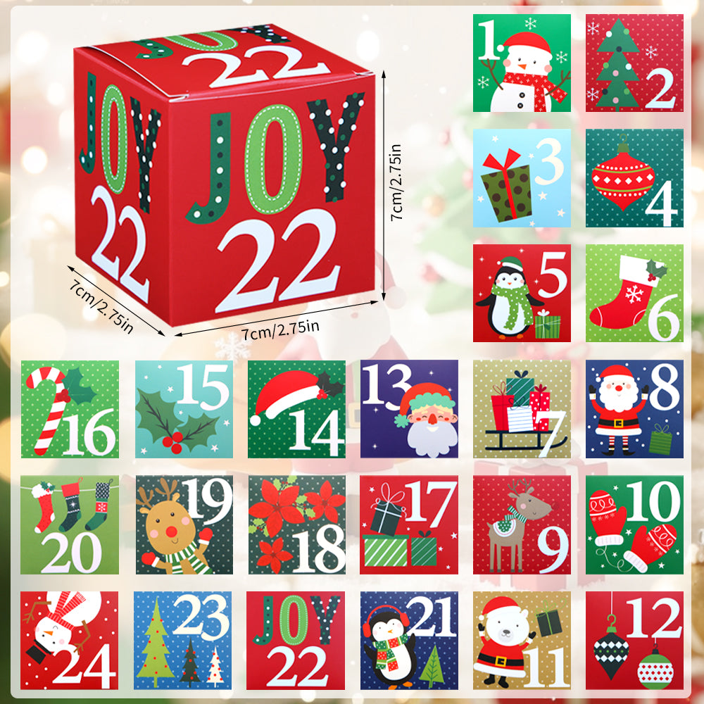 Christmas Advent Calendar Boxes, 24 Days Countdown to Christmas，Mini Gift Boxes for Candy Treats, Holiday Party Favors, Classroom Stuffers Decorations