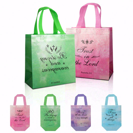 20/40pcs Christian Gift Bags with Bible Verses, Inspirational Faith Bags for Church Supplies, Party Favor Bags for Bible Study, Non Woven Tote Bags for Women