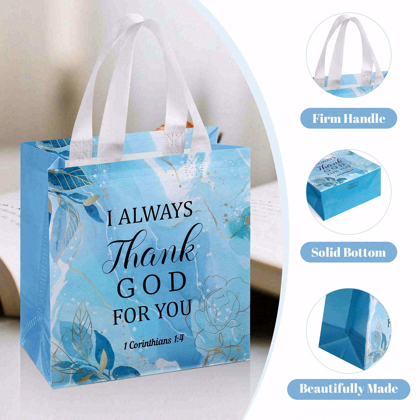 16/40pcs Christian Gift Bags with Handles Bible Verse Church Baptism Party Bags Reusable Inspirational