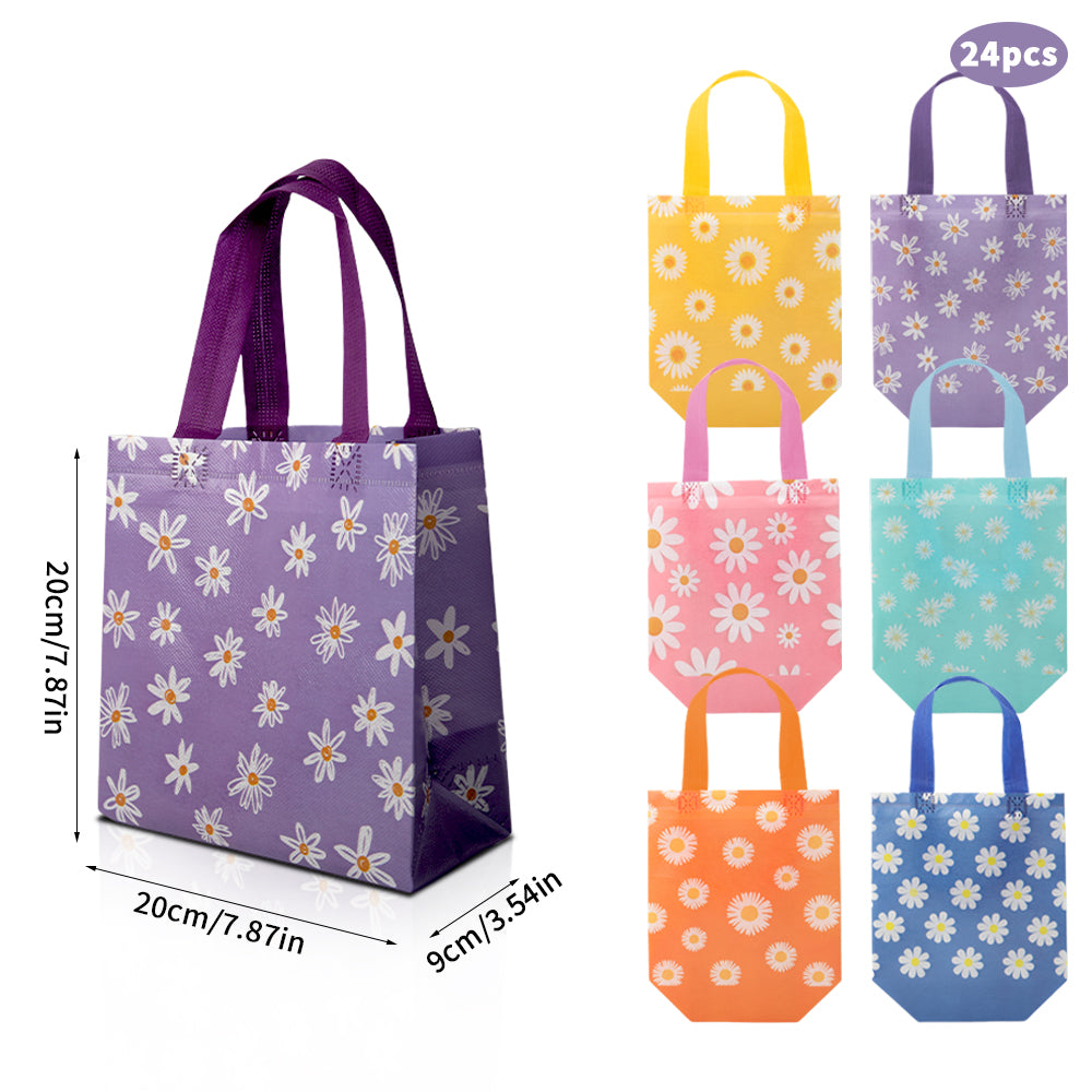 24/48pcs Daisy Gift Bags, Small Reusable Tote Bags for Birthday Party Favor, Wedding Goodie Bags