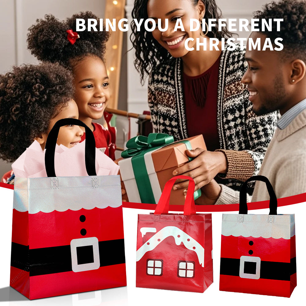 16/32pcs Christmas Gift Bags with Handles, Santa Claus Non Woven Tote Bags for Holiday Party Favors, Candy, Stocking Stuffers, Christmas Decorations