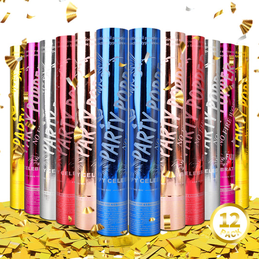 6/12pcs  Confetti Cannon, Push Pop Party Poppers for Wedding, Gender Reveal, Birthday, New Year's Eve, No Fireworks, Indoor Safe