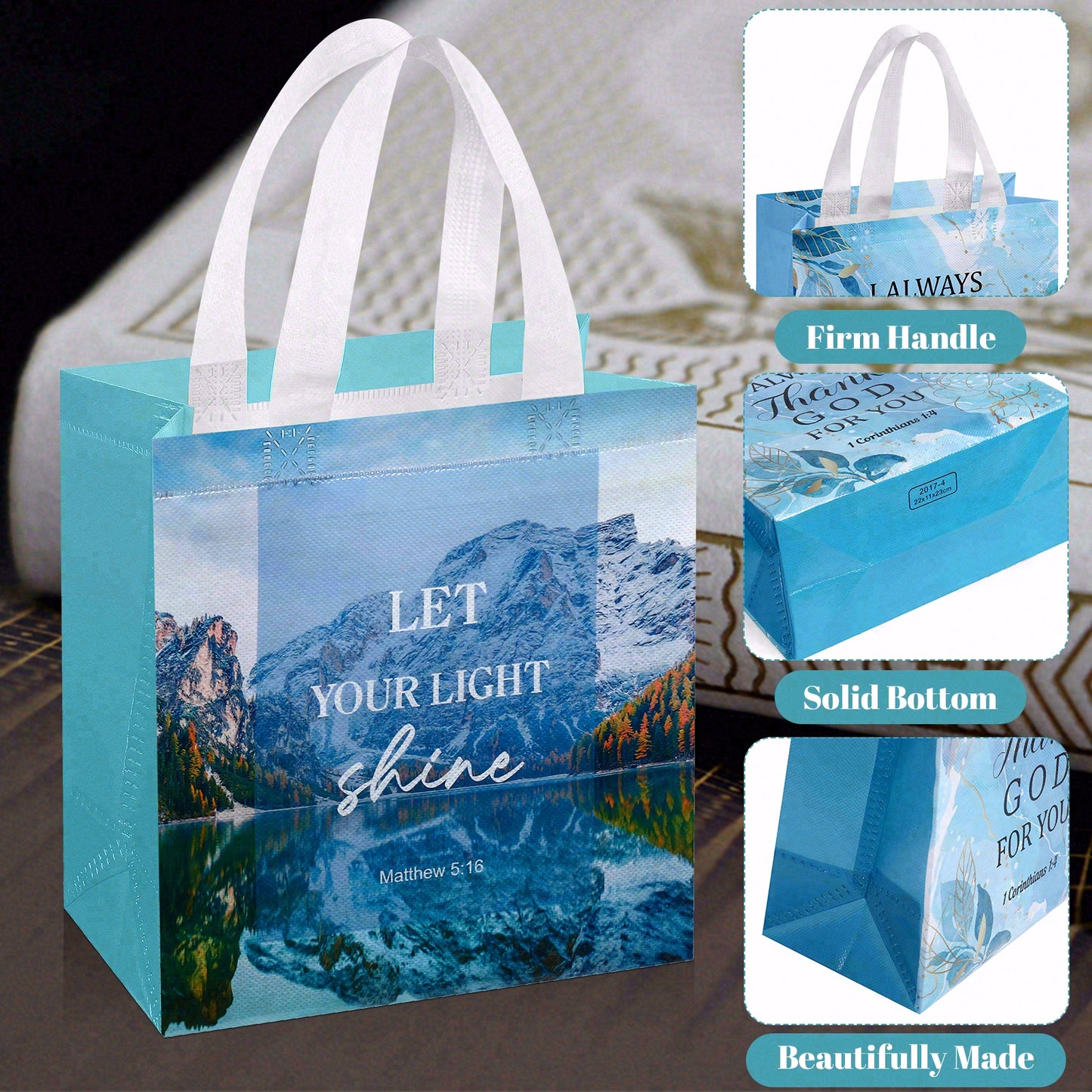 16/40pcs Christian Gift Bags,Bible Verse & Scenery Design,Church Baptism, Birthday, Easter