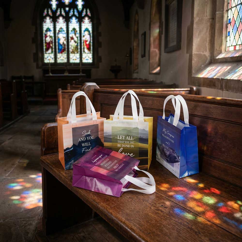 16/40pcs Christian Gift Bags,Bible Verse & Scenery Design,Church Baptism, Birthday, Easter