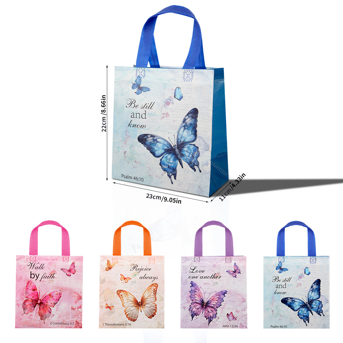 20/40pcs Butterfly Bible Verse Gift Bags, Christian Party Favor Bags for Baptism, Communion, Easter, Girls Birthday Party Supplies