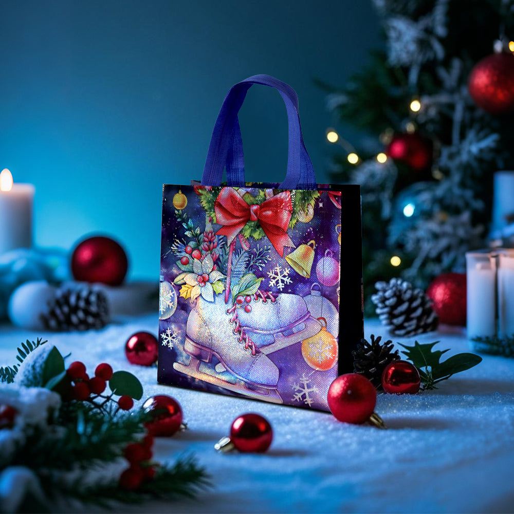 16/32pcs Christmas Gift Bags with Handles, Reusable Holiday Party Bags, Santa Claus & Snowman Design,Christmas Candy Bags