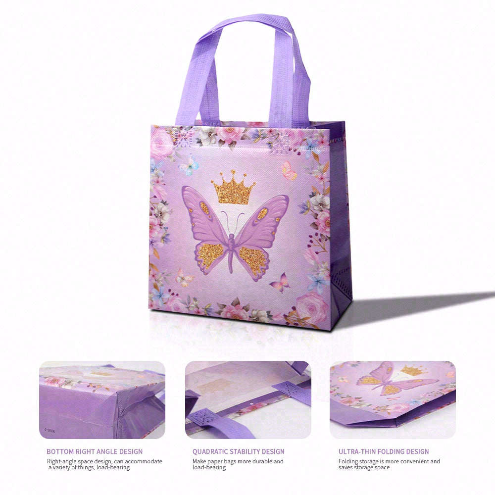 24/48 Pcs Spring Butterfly Themed Gift Bags, Reusable Tote Bags, Perfect for Birthday Parties, Weddings, Baby Showers, Mother’s Day and Valentine’s Day