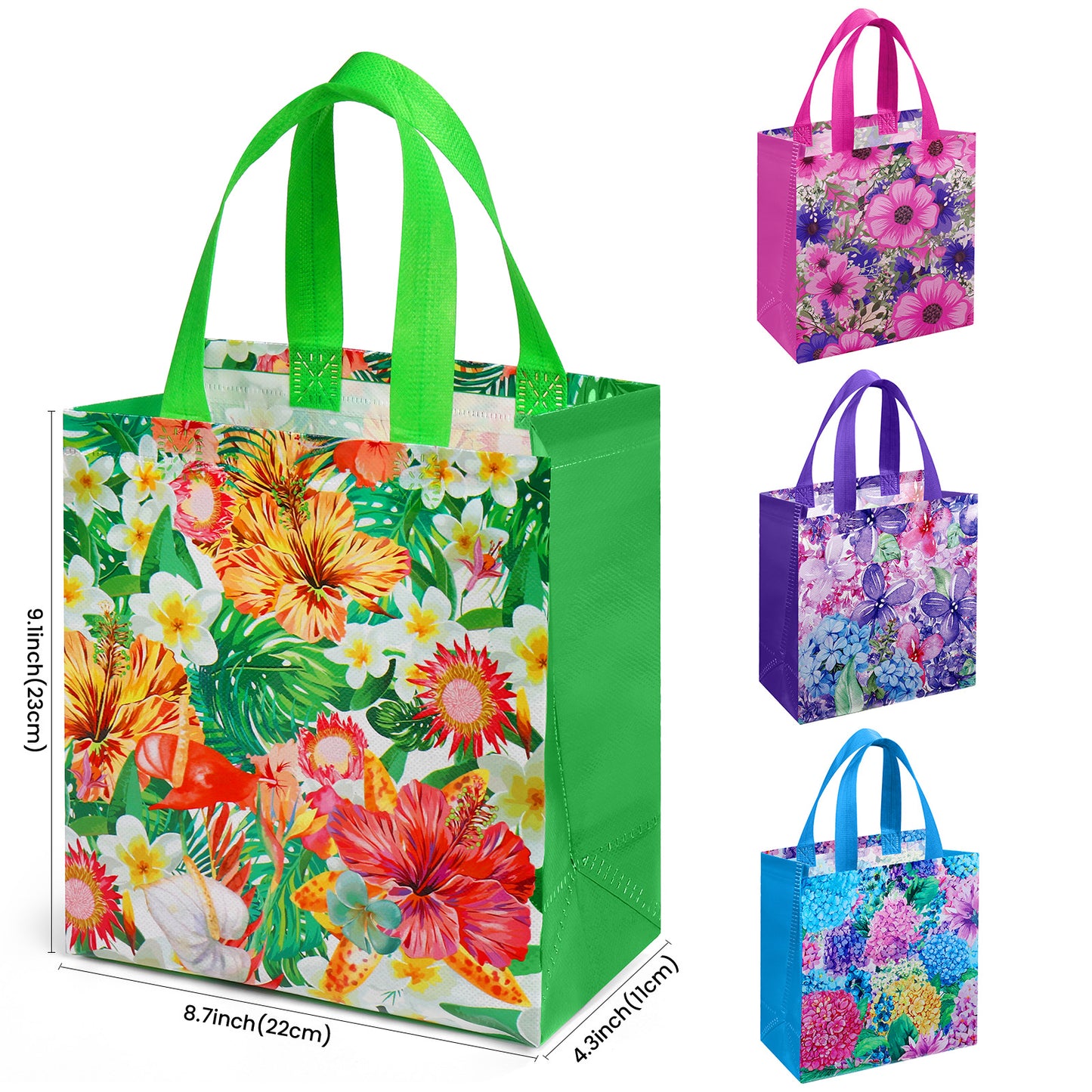20/40 Pcs Gift Bags with Vibrant Floral Patterns, Perfect for Bridal Showers, Spring Picnics—Portable Non-woven Bags, Ideal Gifts for Mother’s Day, Birthday Parties, Weddings and More Occasions