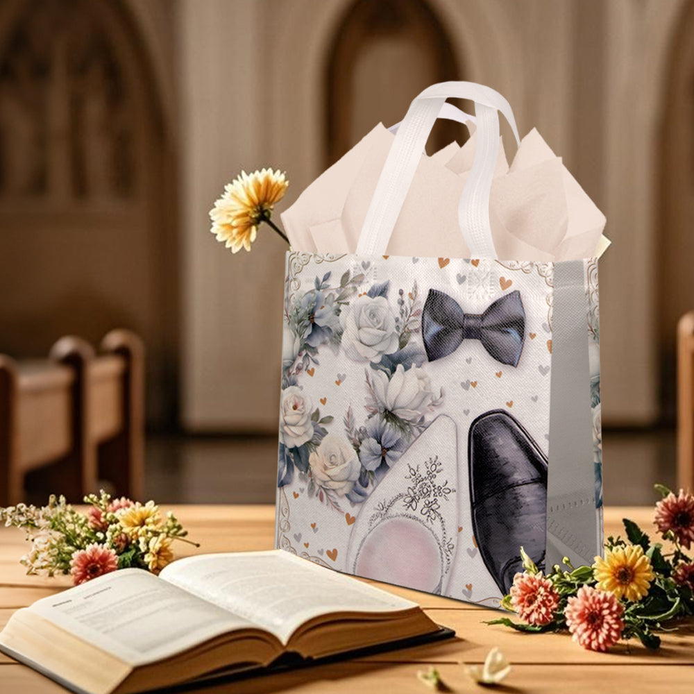 20/40pcs Elegant Wedding Gift Bags, Wedding Dress & Tuxedo Theme Favor Bags for Bridal Shower Party