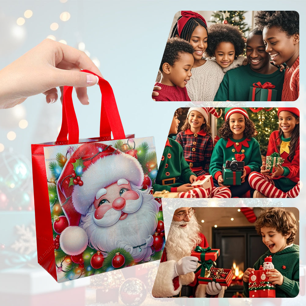 16/32pcs Christmas Gift Bags with Handles, Reusable Holiday Party Bags, Santa Claus & Snowman Design,Christmas Candy Bags