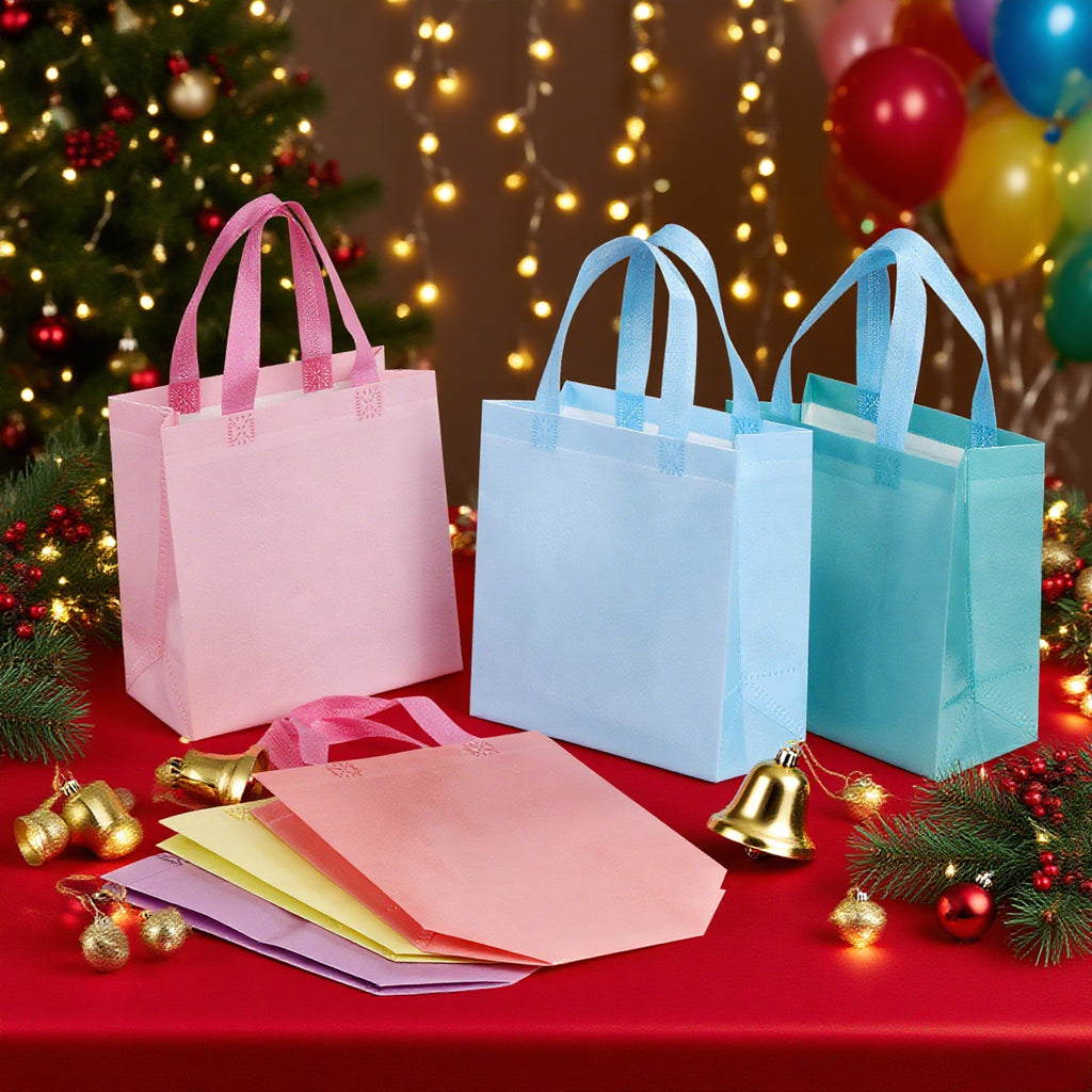 18/36pcs Macaron Gift Bags, Reusable Non-Woven Fabric, Easter Basket Bags, Kids' Birthday Party Bags, Candy Bags, Spring Wedding Favor Bags