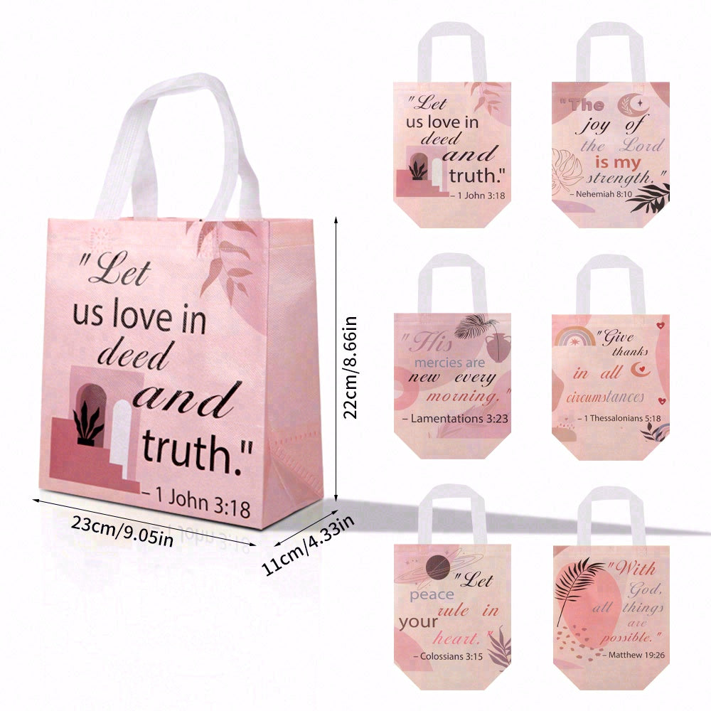 20/40pcs Christian Gift Bags with Bible Verses, Pink Watercolor Religious Gift Bags for Baptism, Communion, Easter, Mother's Day, Church Favors