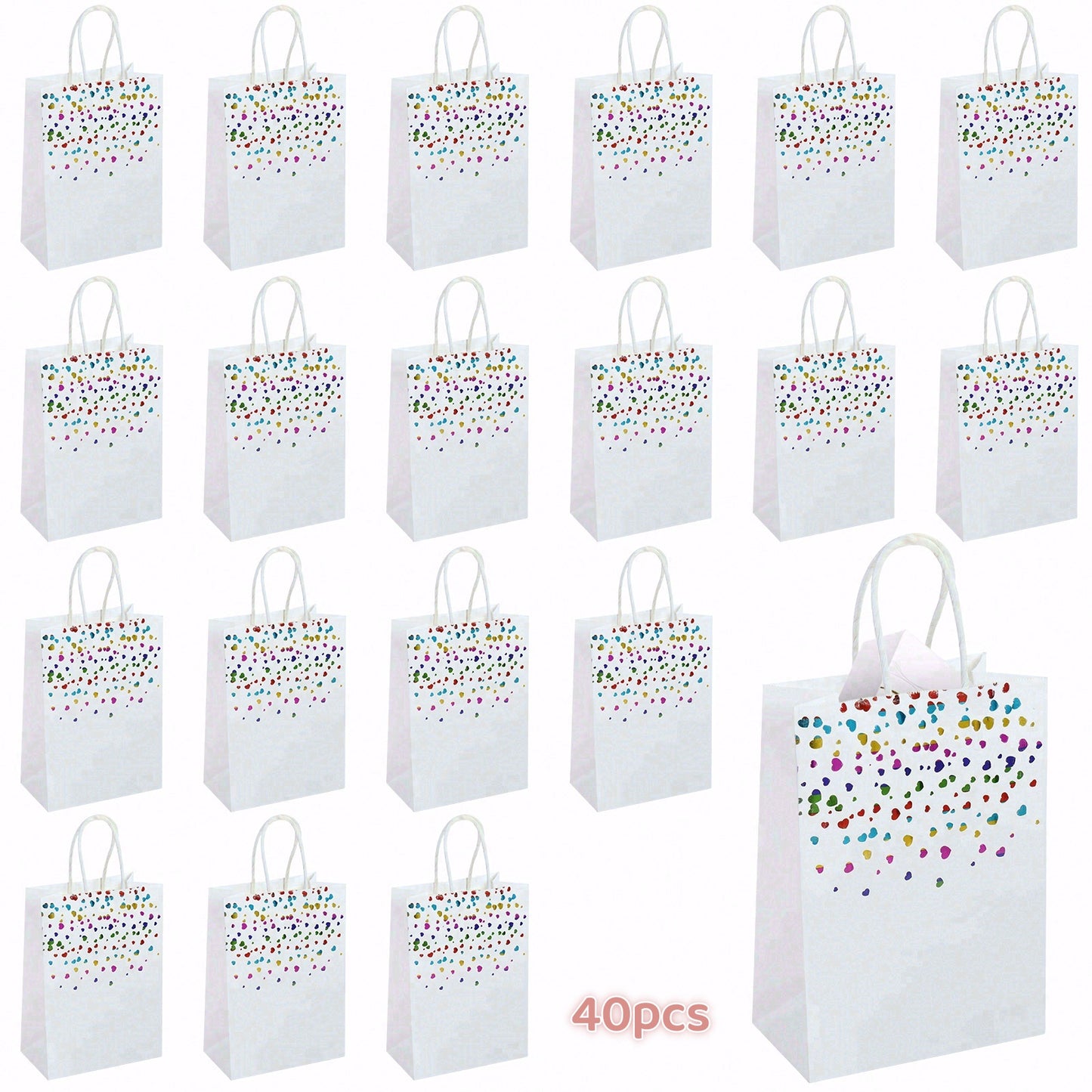 20/40pcs Colorful Hearts Gift Bags, Perfect for Birthday Party Favor, Valentine's Day, Wedding, Goodie Bags