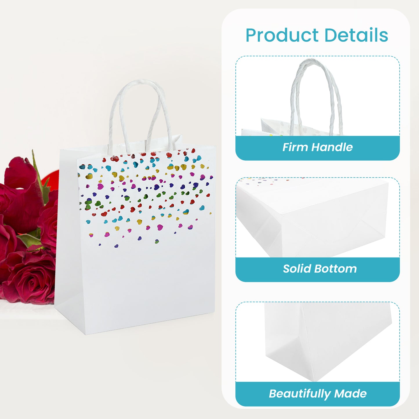 20/40pcs Colorful Hearts Gift Bags, Perfect for Birthday Party Favor, Valentine's Day, Wedding, Goodie Bags