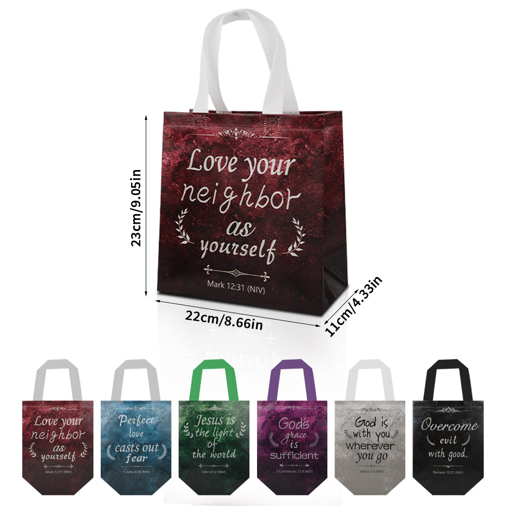 18/36pcs Christian Gift Bags with Bible Verses, Non Woven Tote Bags for Church, Bible Study, Baptism Party Favors