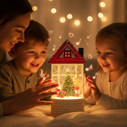 1 Piece Lighted Christmas House Decoration, LED Tabletop Christmas Village with Santa and Reindeer, Battery Operated Indoor Holiday Decor for Home Office Table Centerpiece