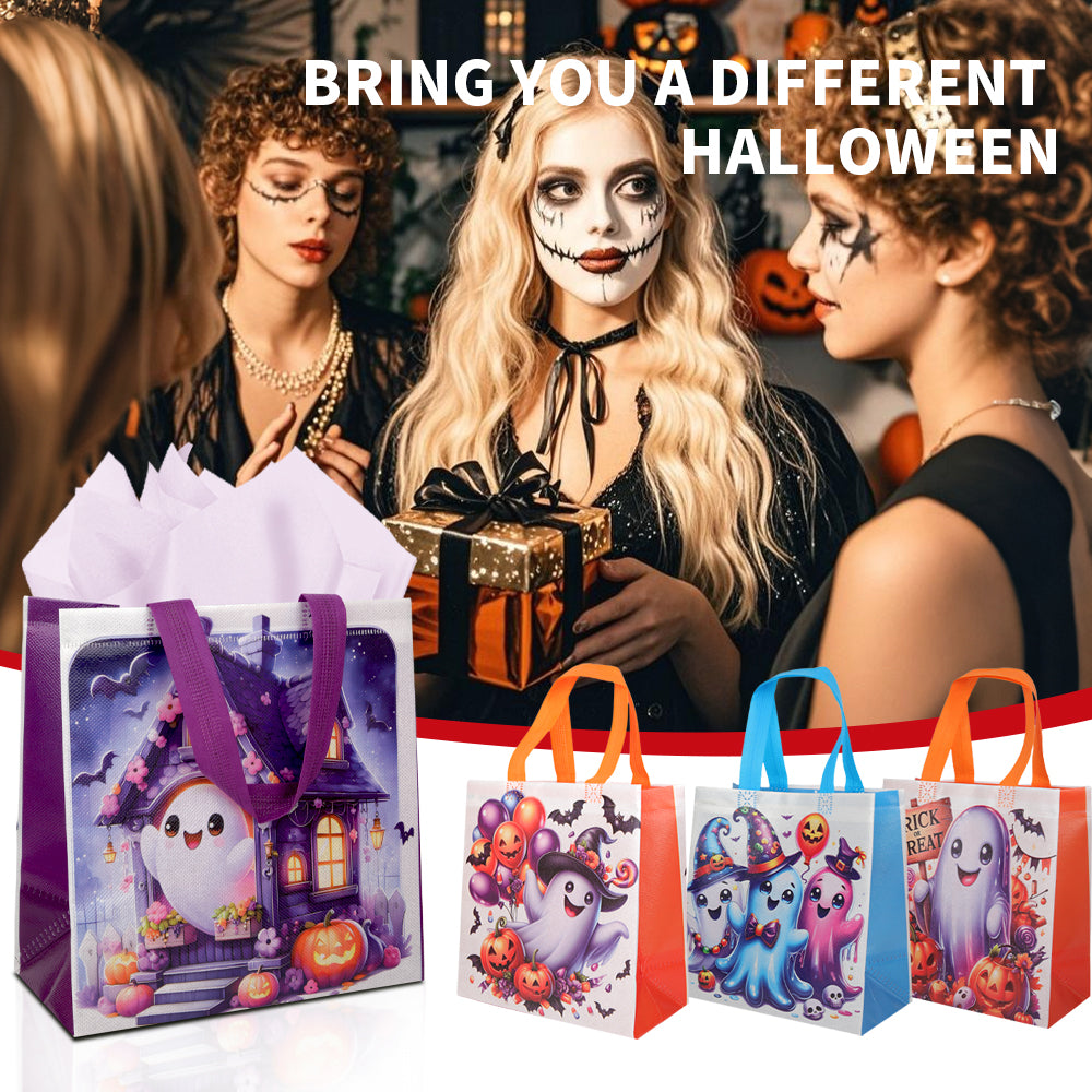 20/40pcs Halloween Treat Bags with Handles, Cute Ghost and Pumpkin Design, Trick or Treat Goodie Bags for Kids Party Favor Supplies