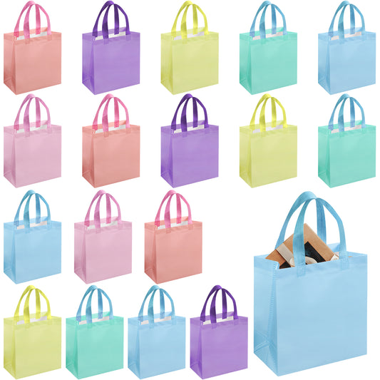 18/36pcs Macaron Gift Bags, Reusable Non-Woven Fabric, Easter Basket Bags, Kids' Birthday Party Bags, Candy Bags, Spring Wedding Favor Bags