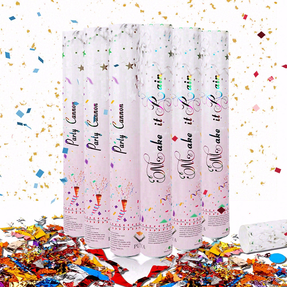 6/12pcs Confetti Cannon, Make it Rain Party Poppers for Birthday Wedding Graduation Party Supplies, Pink Glitter Confetti Popper