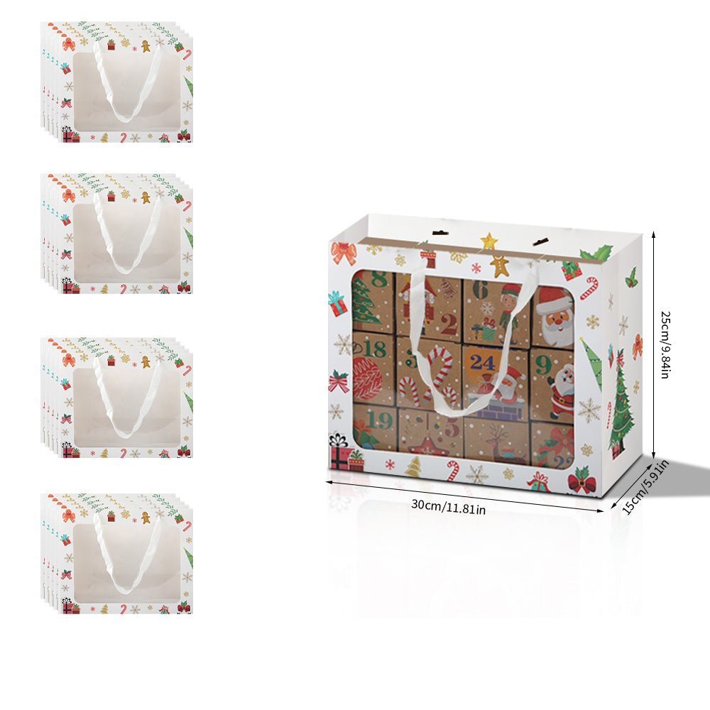 5/20pcs Christmas Gift Bags with Clear Window, Holiday Party Favor Bags for Cookies and Candy