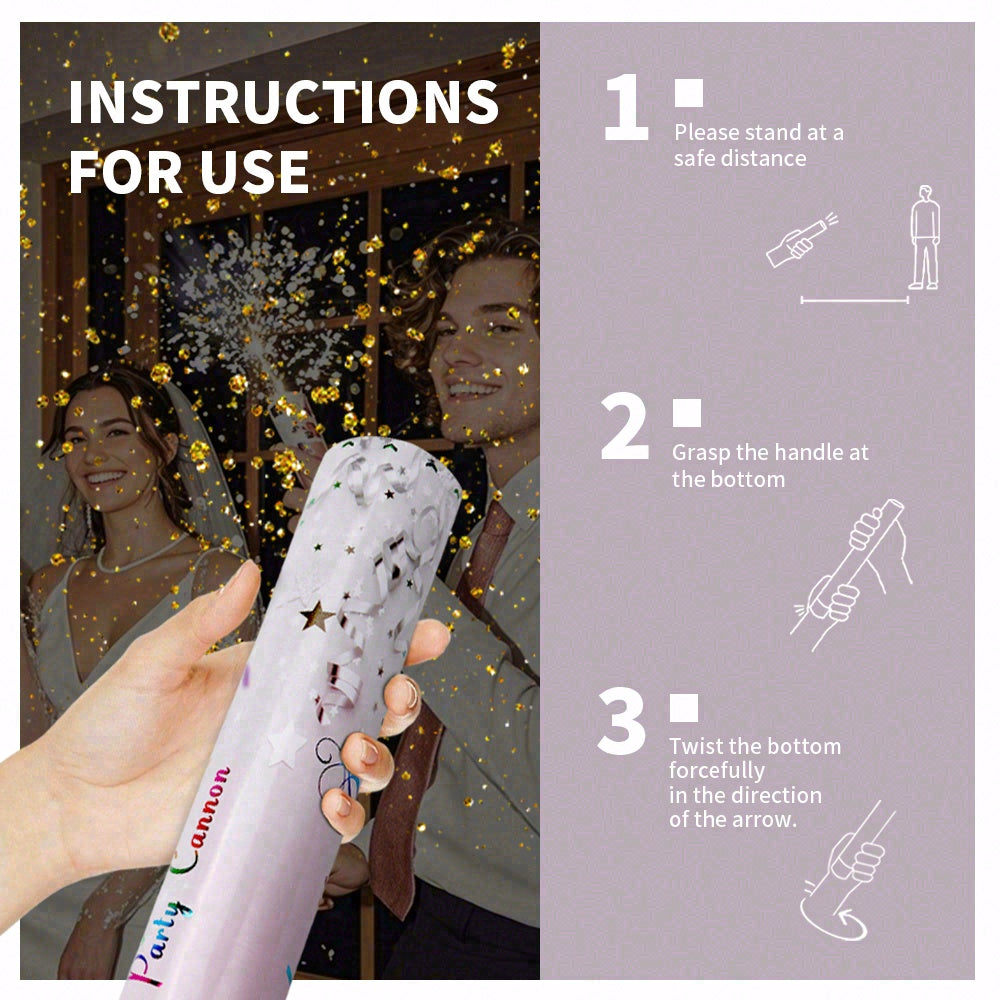 6/12pcs Confetti Cannon, Make it Rain Party Poppers for Birthday Wedding Graduation Party Supplies, Pink Glitter Confetti Popper