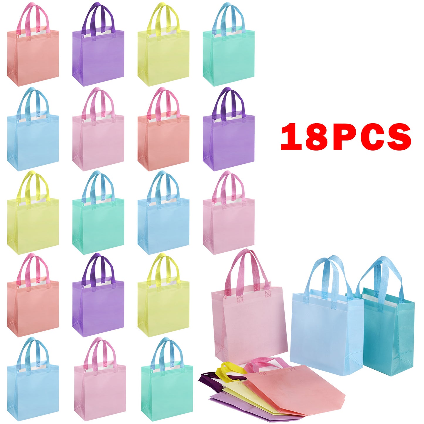 18/36pcs Macaron Gift Bags, Reusable Non-Woven Fabric, Easter Basket Bags, Kids' Birthday Party Bags, Candy Bags, Spring Wedding Favor Bags