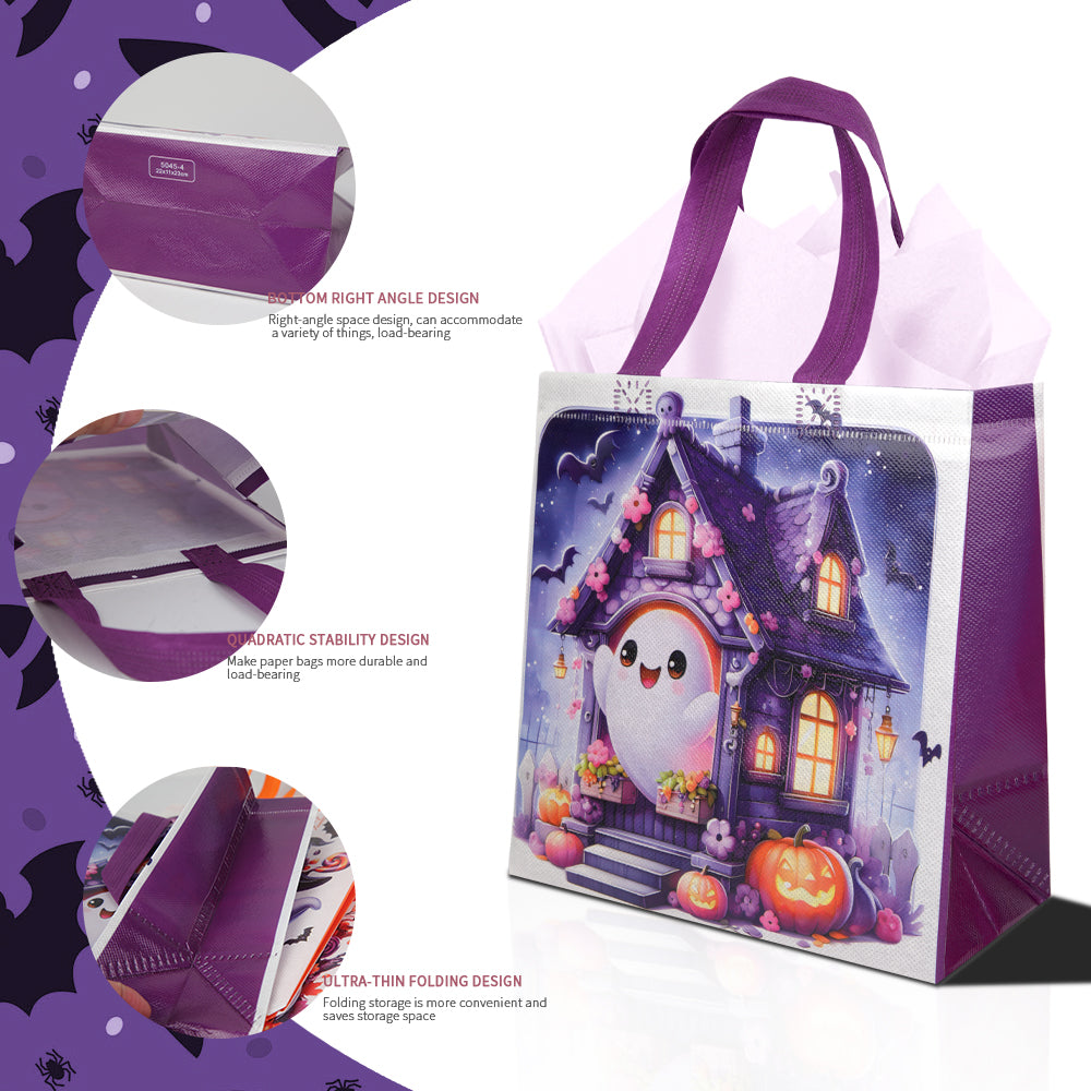 20/40pcs Halloween Treat Bags with Handles, Cute Ghost and Pumpkin Design, Trick or Treat Goodie Bags for Kids Party Favor Supplies