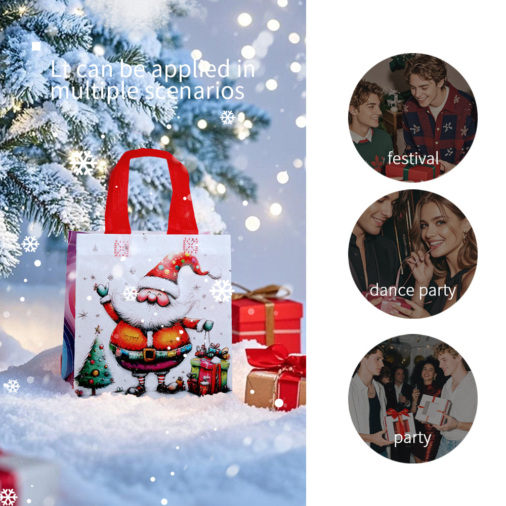 20/40pcs Christmas Gift Bags with Santa Claus Design, Non Woven Reusable Holiday Party Favor Bags for Kids