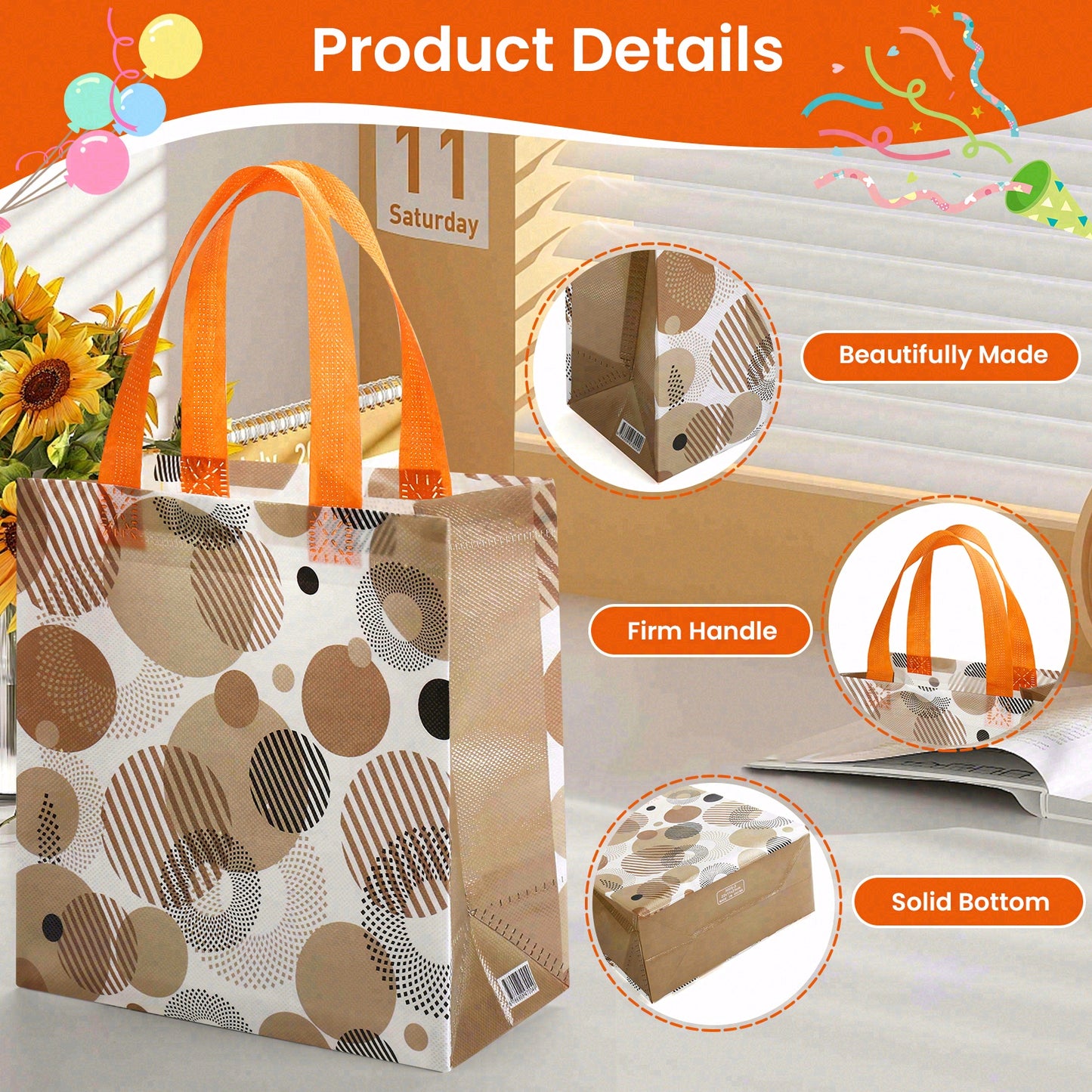 20/40pcs Reusable Gift Bags with Handles, Non Woven Tote Bags for Birthday Party Favor, Christmas Shopping Totes