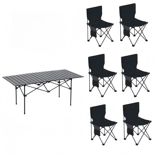7 Piece Outdoor Folding Table and Chairs Set, Portable Camping Table with 6 Chairs, Lightweight Collapsible Picnic Set for Backyard, Beach, Tailgate