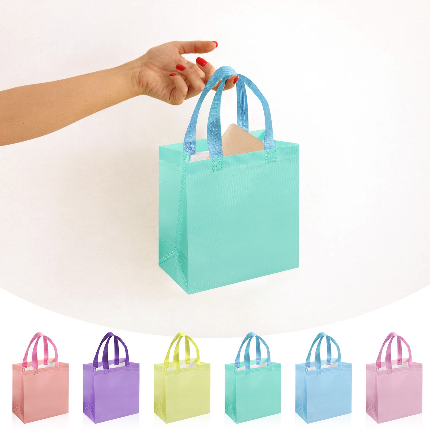18/36pcs Macaron Gift Bags, Reusable Non-Woven Fabric, Easter Basket Bags, Kids' Birthday Party Bags, Candy Bags, Spring Wedding Favor Bags