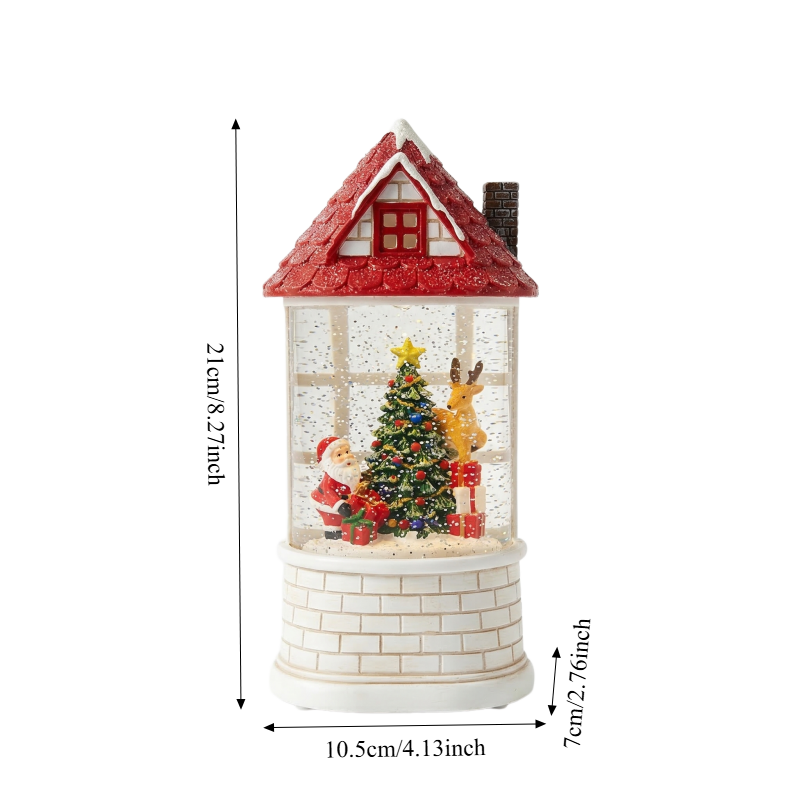 1 Piece Lighted Christmas House Decoration, LED Tabletop Christmas Village with Santa and Reindeer, Battery Operated Indoor Holiday Decor for Home Office Table Centerpiece