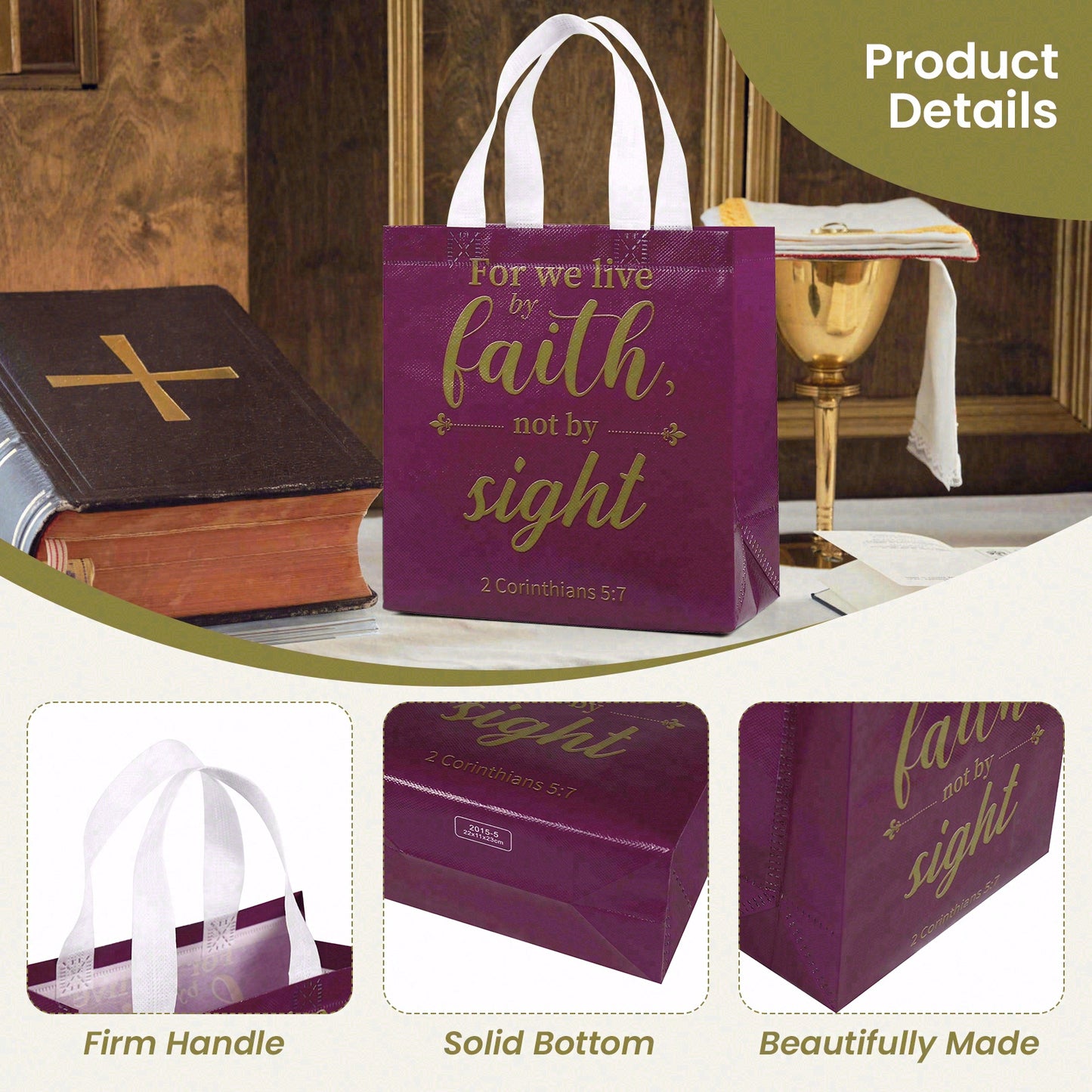 16/40pcs Christian Bible Verse Gift Bags, Reusable Plastic Tote for Church, Baptism, Communion, Party Favor