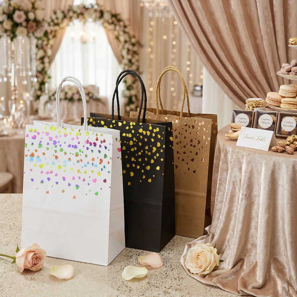 20/40pcs Heart  Paper Gift Bags, Birthday Party Favor Bags for Kids, White Treat Bags,Suitable for weddings, birthdays and Christmas.