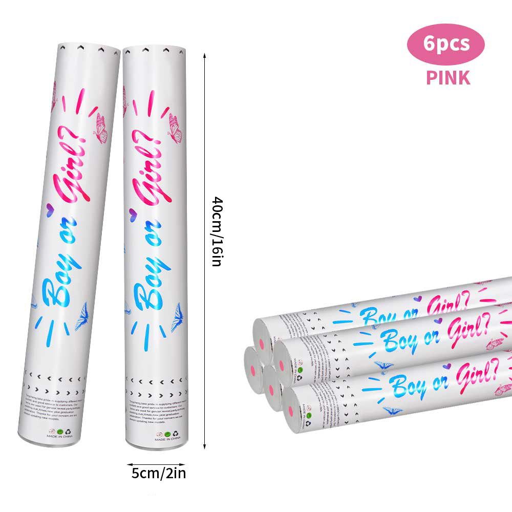 6/12pcs Gender Reveal Confetti Cannons, Pink and Blue Boy or Girl Party Poppers for Baby Shower Reveal Party Supplies, Fun Celebration Favors