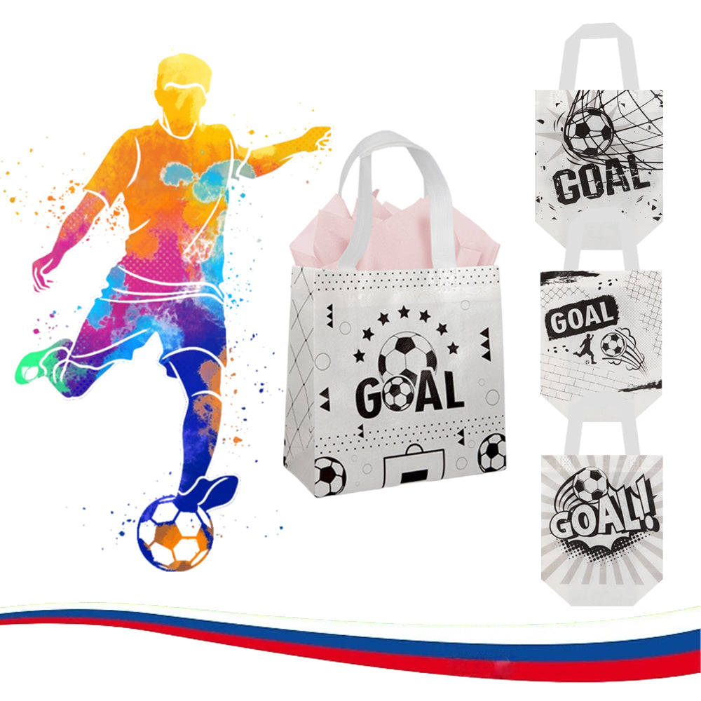 24/48pcs Soccer Party Favor Bags, Black and White Soccer Gift Bags for Kids Birthday Party Supplies, Soccer Ball Goody Bags for Team Party