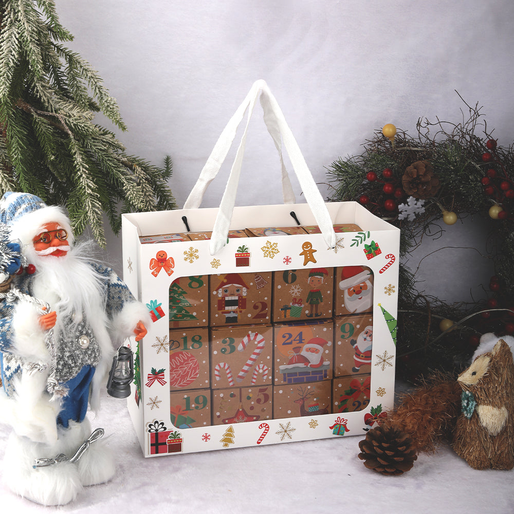 5/20pcs Christmas Gift Bags with Clear Window, Holiday Party Favor Bags for Cookies and Candy