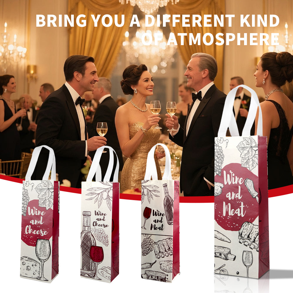20pcs Wine and Cheese Gift Bag, Non Woven Single Bottle Wine Tote for Party, Thanksgiving, Christmas Wine Lover Gift