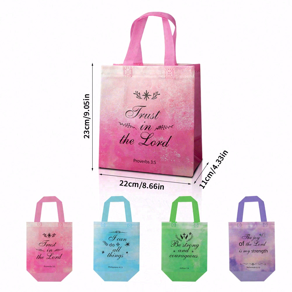 20/40pcs Christian Gift Bags with Bible Verses, Inspirational Faith Bags for Church Supplies, Party Favor Bags for Bible Study, Non Woven Tote Bags for Women